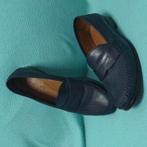 Genuine Leather Domani Men's Darkn Blue  Penny Loafers Size 10.5 M